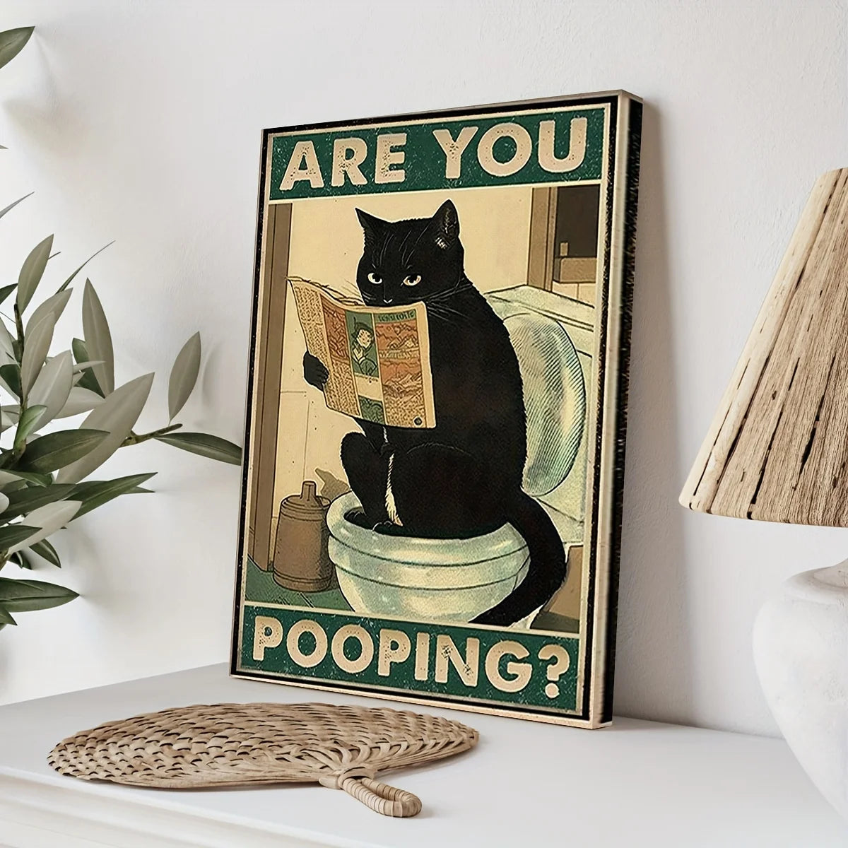 Are you Pooping? - Lustiges Katzenbild für Badezimmer und Toilette 20x30 - 80x120 - lfhm.de