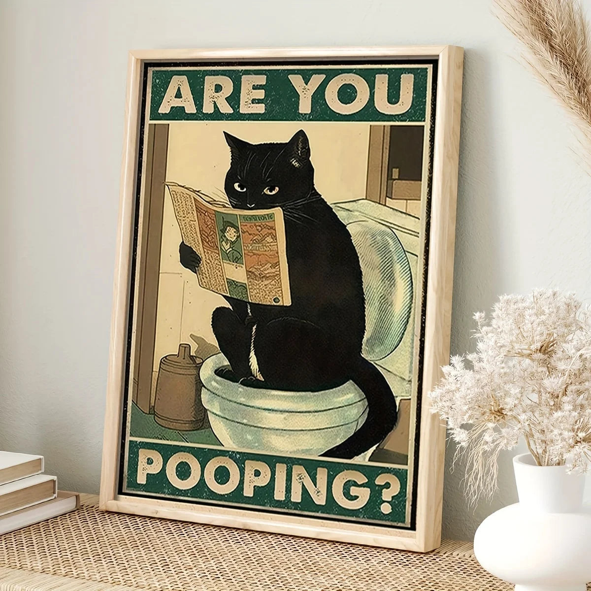 Are you Pooping? - Lustiges Katzenbild für Badezimmer und Toilette 20x30 - 80x120 - lfhm.de
