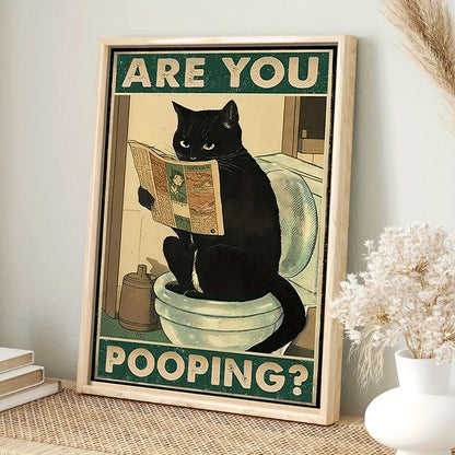 Are you Pooping? - Lustiges Katzenbild für Badezimmer und Toilette 20x30 - 80x120 - lfhm.de